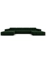 Lahvově zelená sametová rohová pohovka do "U" Cosmopolitan Design Chicago 364 cm
