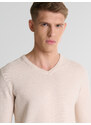 Big Star Man's V-neck Sweater 161038 Beige Wool-801