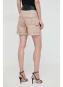 Džínové šortky Pinko dámské, hnědá barva, vzorované, high waist, 103029.A1NH