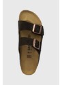 Semišové pantofle Birkenstock Arizona dámské, hnědá barva, 1027083