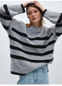 LC Waikiki Women's Crew Neck Striped Long Sleeve Oversize Knitwear Sweater