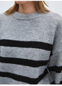 LC Waikiki Women's Crew Neck Striped Long Sleeve Oversize Knitwear Sweater