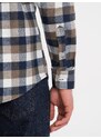 Ombre Classic men's flannel check cotton shirt - brown and navy blue