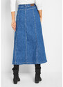 bonprix Pohodlná strečová džínová sukně, midi délka Modrá