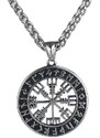 Camerazar Pánský náhrdelník Vegvisir Nordic, stříbrná barva, slitiny kovů, průměr přívěsku 3,2 cm