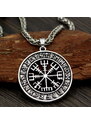 Camerazar Pánský náhrdelník Vegvisir Nordic, stříbrná barva, slitiny kovů, průměr přívěsku 3,2 cm