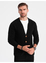 Ombre Men's structured cardigan sweater with pockets - black