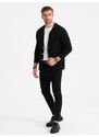 Ombre Clothing Pánský strukturovaný svetr s kapsami - černý V1 OM-SWCD-0109