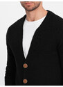 Ombre Men's structured cardigan sweater with pockets - black