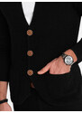 Ombre Men's structured cardigan sweater with pockets - black