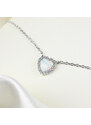 Stříbrný náhrdelník s opálovým srdíčkem zdobeným zirkony - Meucci SN129