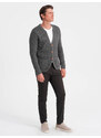 Ombre Structured men's cardigan sweater with pockets - graphite melange