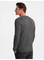 Ombre Clothing Strukturovaný pánský svetr s kapsami - grafitový melír V2 OM-SWCD-0109
