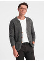 Ombre Structured men's cardigan sweater with pockets - graphite melange