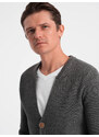 Ombre Structured men's cardigan sweater with pockets - graphite melange