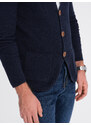 Ombre Clothing Pánský strukturovaný svetr s kapsami - tmavě modrý V3 OM-SWCD-0109