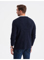Ombre Clothing Pánský strukturovaný svetr s kapsami - tmavě modrý V3 OM-SWCD-0109