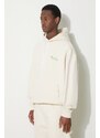 Bavlněná mikina Marcelo Burlon Solsticio Comfort Hoodie pánská, béžová barva, s kapucí, s potiskem, CMBB106S24FLE0060C50