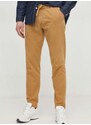 Kalhoty Tommy Hilfiger pánské, hnědá barva, přiléhavé