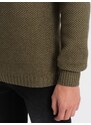 Ombre Clothing Pánský pletený svetr se stojáčkem - olivový V6 OM-SWZS-0105
