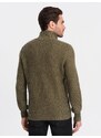Ombre Clothing Pánský pletený svetr se stojáčkem - olivový V6 OM-SWZS-0105
