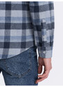 Ombre Clothing Pánská kostkovaná flanelová košile - modrošedá V1 OM-SHCS-0150