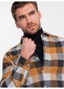 Ombre Clothing Pánská kostkovaná flanelová košile - žlutá a černá V2 OM-SHCS-0150