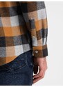 Ombre Men's plaid flannel shirt - yellow and black