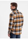 Ombre Men's plaid flannel shirt - yellow and black