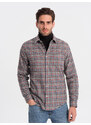 Ombre Men's checkered flannel shirt - navy blue and red