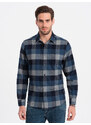 Ombre Men's plaid flannel shirt - blue