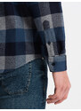 Ombre Men's plaid flannel shirt - blue