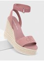 Semišové sandály Calvin Klein Jeans WEDGE SANDAL SU CON MG BTW růžová barva, YW0YW01026