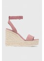 Semišové sandály Calvin Klein Jeans WEDGE SANDAL SU CON MG BTW růžová barva, YW0YW01026