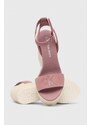 Semišové sandály Calvin Klein Jeans WEDGE SANDAL SU CON MG BTW růžová barva, YW0YW01026