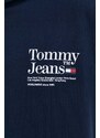 Mikina Tommy Jeans pánská, tmavomodrá barva, s kapucí, s potiskem