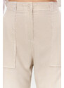 Trendyol Mink Cargo Wide Leg Contrast Stitch Detail Woven Trousers