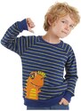 Denokids Dino Boys Striped Navy Sweatshirt.