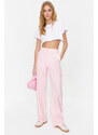 Trendyol Pink Cargo Wide Leg Contrast Stitch Detail Woven Trousers