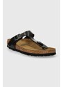 Žabky Birkenstock Gizeh dámské, černá barva, na plochém podpatku, 1027334