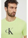 Bavlněné tričko Calvin Klein zelená barva, s potiskem