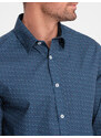 Ombre Clothing Pánská bavlněná vzorovaná košile SLIM FIT - modrá V4 OM-SHCS-0151