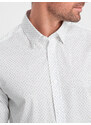 Ombre Clothing Pánská bavlněná košile REGULAR FIT s mikro vzorem - bílá V1 OM-SHCS-0152