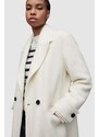 Kabát s vlnou AllSaints MABEL WINNIE bílá barva, přechodný, oversize