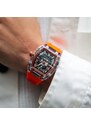 Ralph Christian Watches Stříbrné pánské hodinky Ralph Christian s gumovým páskem The Ghost - Neon Orange Automatic 43MM