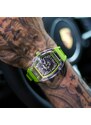 Ralph Christian Watches Stříbrné pánské hodinky Ralph Christian s gumovým páskem The Ghost - Acid Green Automatic 43MM