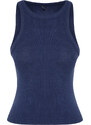 Trendyol Navy Blue Pale Effect Fitted Halter Neck Ribbed Cotton Stretch Knit Undershirt