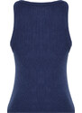 Trendyol Navy Blue Pale Effect Fitted Halter Neck Ribbed Cotton Stretch Knit Undershirt