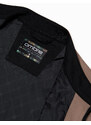 Ombre Clothing Pánská bunda BIKER ze strukturované tkaniny - světle hnědá V4 OM-JANP-0138