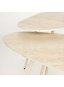 White Label Set tří béžových keramických konferenčních stolků WLL FAIZ